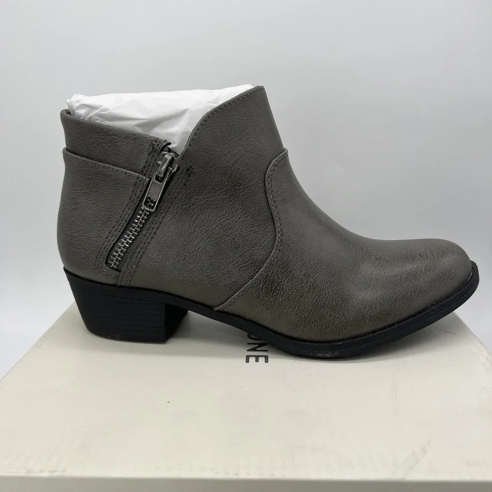Sun + Stone Abbyy Grey Ankle Boots Womens 6 M Low Block‎ Heel Round Toe ABBYYP